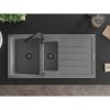 Mexen Andres, granitový drez 1000x500x200 mm, 1,5-komorový, šedá s čiernym sifónom a čierna drezová batéria Telma, 6515-71-670200-70-B