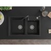 Mexen Tomas, granitový drez 800x500x190 mm, 2-komorový a čierna batéria Telma, čierna, 6516-77-670200-70