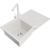 Mexen Cesar, granitový drez 775x470x190 mm, 1-komorový a biela batéria Duero, biela, 6514-20-671600-20