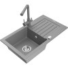 Mexen Pablo, granitový drez 752x436x161 mm, 1-komorový a šedá batéria Duero, šedá, 6510-71-671600-71
