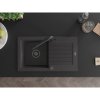 Mexen Pablo, granitový drez 752x436x161 mm, 1-komorový a čierna batéria Duero, čierna škvrnitá, 6510-76-671600-70-B