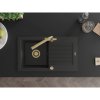 Mexen Pablo, granitový drez 752x436x161 mm, 1-komorový a zlatá batéria Duero, čierna, 6510-77-671600-50