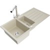 Mexen Andres, granitový drez 1000x500x200 mm, 1,5-komorový + chrómová batéria Duero, béžová, 6515-69-671600-00