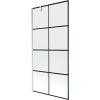 Mexen Next, vaňová zástena 1-krídlová 100 x 150 cm, fixné krídlo, 6 mm číre sklo s čiernym vzorom, chrómový profil, 895-100-000-00-77-01