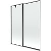 Mexen Flip, 1-krídlová vaňová zástena 140 x 150 cm, 6 mm číre sklo-čierny vzor, čierny profil, 894-140-101-70-70