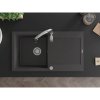 Mexen Leo, 1-komorový granitový drez 900x500x190 mm a drezová batéria Savita, čierna škvrtnitá, 6501-76-672601-00