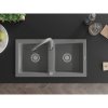Mexen Mario, 2-komorový granitový drez 820x436x161 mm a drezová batéria Savita, šedá, 6504-71-672601-71
