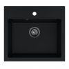 Sink Quality Ferrum, kuchynský granitový drez 565x510x205 mm + čierny sifón, čierna, SKQ-FER.C.1K60.XB