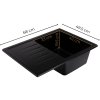 Sink Quality Titanite, kuchynský granitový drez 680x495x215 mm + čierny sifón, čierna škvrnitá-Brocade, SKQ-TIT.B.1KKO.XB