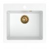 Sink Quality Ferrum 50, kuchynský granitový drez 490x450x195 mm + zlatý sifón, biela, SKQ-FER.W.1K50.XG