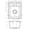 Sink Quality Ferrum 40, kuchynský granitový drez 400x500x195 mm + zlatý sifón, čierna, SKQ-FER.C.1K40.XG