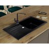 Sink Quality Natalie, kuchynský granitový drez 770x450x170 mm + chrómový sifón, čierna, SKQ-NAT.C.1KDO.X