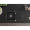 Mexen Pablo, granitový drez 752x436x161 mm, 1-komorový a drezová batéria Savita, čierna, 6510-77-672601-70