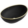 Mexen Elza, keramické umývadlo na dosku 405 x 330 mm, čierna matná-zlatý okraj, 21014025