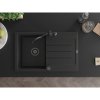 Mexen Bruno, granitový drez 795x495x200 mm, 1-komorový a drezová batéria Carla, čierna, 6513-77-670700-70-B