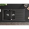 Mexen Andres, granitový drez 1000x500x200 mm, 1,5-komorový a drezová batéria Carla, čierna škvrnitá, 6515-76-670700-70