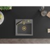 Mexen Milo, 1-komorový granitový drez 435x410x171 mm a drezová batéria Aster, šedá, 6505-71-73450-57-G