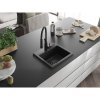 Mexen Milo, 1-komorový granitový drez 435x410x171 mm a drezová batéria Aster, čierna, 6505-77-73450-70-B