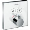 Hansgrohe Shower Select Glass, termostatická batéria pod omietku na 2 spotrebiče, biela/chrómová, 15738400