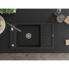 Mexen Elias, 1-komorový granitový drez 795x480x200 mm a drezová batéria Aster, čierna, 6511-77-73450-07