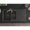 Mexen Andres, 1,5-komorový granitový drez 1000x500x200 mm a drezová batéria Aster, čierna škvrnitá, 6515-76-73450-57-B