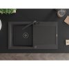 Mexen Leo, 1-komorový granitový drez 900x500x190 mm a drezová batéria Flora, čierna škvrnitá, 6501-76-670401-70-B