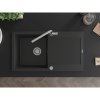 Mexen Leo, 1-komorový granitový drez 900x500x190 mm a drezová batéria Flora, čierna, 6501-77-670401-00