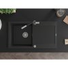 Mexen Leo, 1-komorový granitový drez 900x500x190 mm a drezová batéria Flora, čierna, 6501-77-670401-07