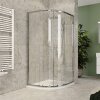 Mereo, Sprchový set z Kory Lite, štvrťkruh, 90 cm, chróm ALU, sklo Číre a nízké SMC vaničky, MER-CK35123ZN