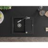 Mexen Enzo, 1-komorový granitový drez 576x465x174 mm a drezová batéria Flora, čierna, 6506-77-670401-07