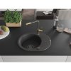 Mexen Kevin, 1-komorový granitový drez 586x458x190 mm a drezová batéria Flora, čierna škvrnitá, 6517-76-670401-75-B