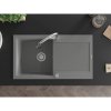 Mexen Leo, 1-komorový granitový drez 900x500x190 mm a drezová batéria Elia, šedá, 6501-71-670101-00