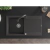 Mexen Leo, 1-komorový granitový drez 900x500x190 mm a drezová batéria Elia, čierna škvrnitá, 6501-76-670101-76