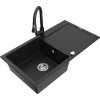 Mexen Leo, 1-komorový granitový drez 900x500x190 mm a drezová batéria Elia, čierna, 6501-77-670101-70