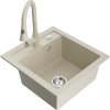 Mexen Vito, 1-komorový granitový drez 490x520x210 mm a drezová batéria Elia, béžová, 6503-69-670101-69