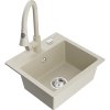 Mexen Milo, 1-komorový granitový drez 435x410x171 mm a drezová batéria Elia, béžová, 6505-69-670101-69