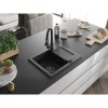 Mexen Enzo, 1-komorový granitový drez 576x465x174 mm a drezová batéria Elia, čierna, 6506-77-670101-70-B