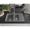 Mexen Gaspar, 1,5-komorový granitový drez 737x475x177 mm a drezová batéria Elia, šedá, 6507-71-670101-71
