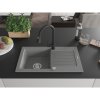 Mexen Pablo, 1-komorový granitový drez 752x436x161 mm a drezová batéria Elia, šedá, 6510-71-670101-70