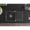 Mexen Pablo, 1-komorový granitový drez 752x436x161 mm a drezová batéria Elia, čierna škvrnitá, 6510-76-670101-76