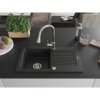 Mexen Pablo, 1-komorový granitový drez 752x436x161 mm a drezová batéria Elia, čierna, 6510-77-670101-00