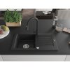 Mexen Pablo, 1-komorový granitový drez 752x436x161 mm a drezová batéria Elia, čierna, 6510-77-670101-70