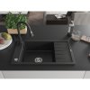 Mexen Elias, 1-komorový granitový drez 795x480x200 mm a drezová batéria Elia, čierna, 6511-77-670101-70