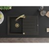 Mexen Bruno, 1-komorový granitový drez 795x495x200 mm a drezová batéria Elia, čierna-zlatá metalíza, 6513-75-670101-50