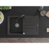 Mexen Bruno, 1-komorový granitový drez 795x495x200 mm a drezová batéria Elia, čierna škvrnitá, 6513-76-670101-70