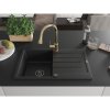 Mexen Bruno, 1-komorový granitový drez 795x495x200 mm a drezová batéria Elia, čierna, 6513-77-670101-50-B
