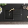 Mexen Bruno, 1-komorový granitový drez 795x495x200 mm a drezová batéria Elia, čierna, 6513-77-670101-50-B