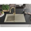 Mexen Cesar, 1-komorový granitový drez 775x470x190 mm a drezová batéria Elia, béžová, 6514-69-670101-50