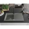 Mexen Cesar, 1-komorový granitový drez 775x470x190 mm a drezová batéria Elia, šedá, 6514-71-670101-70