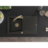 Mexen Cesar, 1-komorový granitový drez 775x470x190 mm a drezová batéria Elia, čierna-zlatá metalíza, 6514-75-670101-50